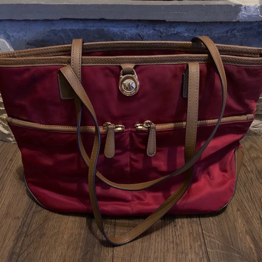 Michael Kors maroon over the shoulder bag